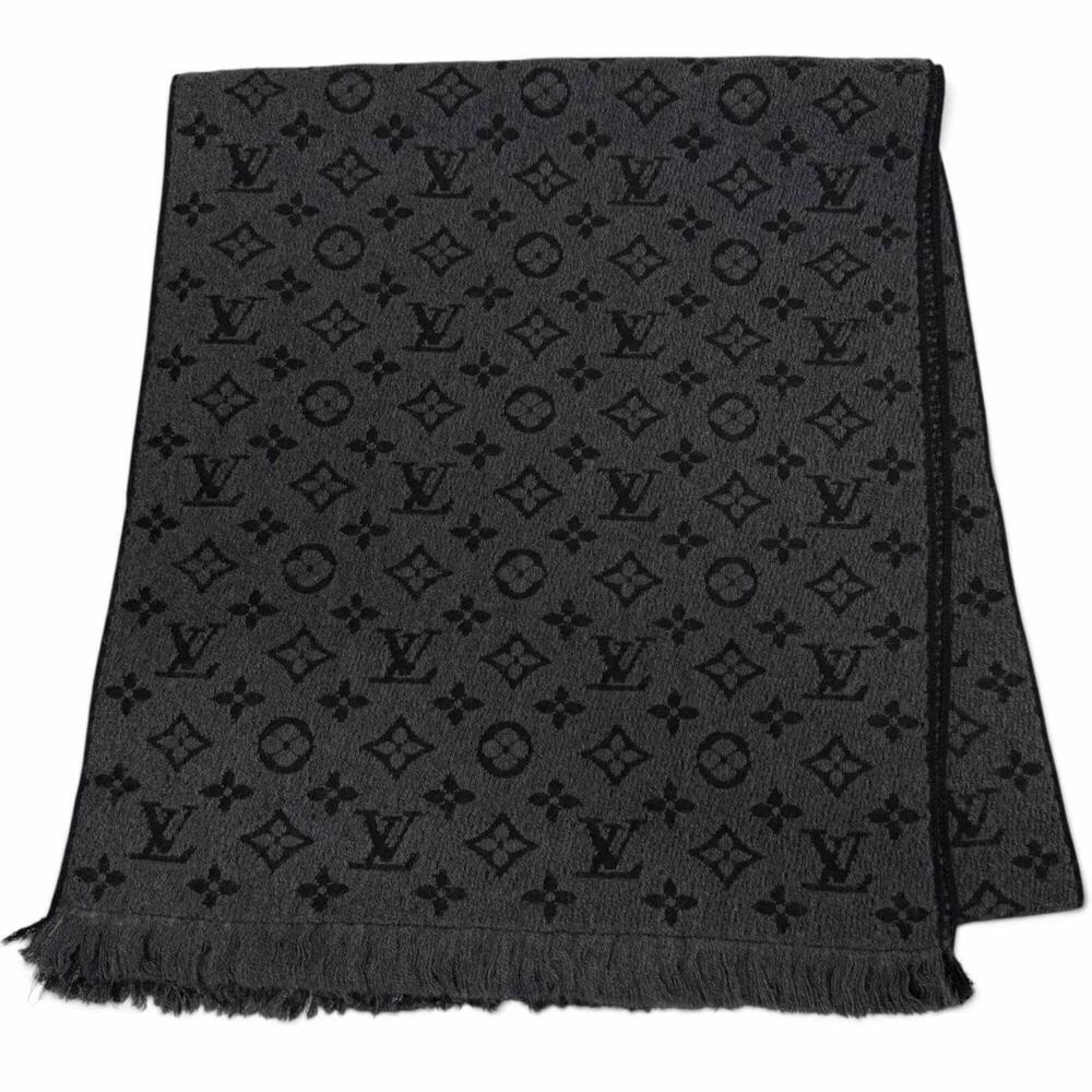 LOUIS VUITTON M78526 Monogram Classic 100% Wool Stole/Scarf, Anthracite, Made...